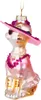 A glass ornament of a cat wearing a hat and dress. Produktbild-Vorschau
