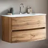 Badezimmer Einzelwaschtisch 80 cm Wotaneiche Nb. LAURIA-03  Produktbild-Vorschau 2