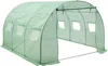 A green greenhouse tunnel with windows, shown from the front with an open entrance. Podgląd zdjęcia produktu