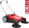 A red and black manual sweeper machine shown from a diagonal angle against a white background. Produktbild-Vorschau