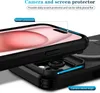 Close-up of a black phone case, highlighting its protective features for the camera and screen. Produktbild-Vorschau