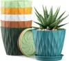 6er Set Blumentöpfe 10cm - Waffelmuster mit Untersetzer, Produktbild-Vorschau 1