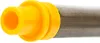 Close-up view of the end of a filter with a yellow plastic nozzle and a metallic mesh body. Náhľad obrázku produktu
