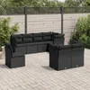 8-tlg. Garten-Sofagarnitur mit Kissen Schwarz Poly Rattan Produktbild-Vorschau 2