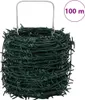 A roll of green barbed wire with a silver handle, against a white background. Produktbild-Vorschau