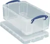 A transparent storage box with blue handles is shown with its lid placed underneath it. Náhled obrázku produktu