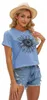 Damen-T-Shirts, Kurzarm-Shirts mit Sonnenblumenmotiv, Produktbild-Vorschau 3
