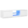 A white media console with blue LED lighting. Produktbild-Vorschau