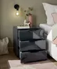 Nachtkommode >Pari< 3 Schubladen, Graphit / Glas Produktbild-Vorschau 5