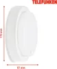 A white LED outdoor wall light with a motion sensor, shown from the side with dimensions indicated. Produktbild-Vorschau