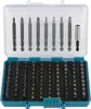 A bit box with multiple drill bits inside, laid out neatly in rows. Podgląd zdjęcia produktu