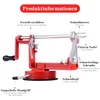 A diagram of a manual apple peeler with labels pointing to different parts. Produktbild-Vorschau