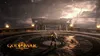 Kratos stands on a circular platform in a stormy, atmospheric environment, with ancient ruins in the background. Produktbild-Vorschau