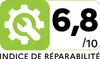 A green square with a white gear and wrench icon, and a score of 6.8/10, with the text "INDICE DE RÉPARABILITÉ" below. Náhľad obrázku produktu