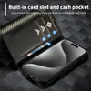 Hülle für iPhone 15 Pro Kohlefaser Leder Brieftasche Produktbild-Vorschau 6