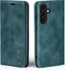 A teal flip cover phone case is shown from two angles, open and closed. Produktbild-Vorschau