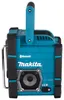 A side view of a teal and black Makita radio with a handle and speaker. Produktbild-Vorschau
