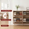 CASABEL Schuhschrank mit 4 Klappen, Retro-Stil, Helles Holz Produktbild-Vorschau 4