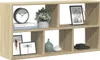 A wooden shelving unit with various decorative items on display. Náhled obrázku produktu