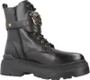 A black leather boot with gold hardware. Podgląd zdjęcia produktu
