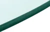 Close-up of a round glass tabletop with a teal-colored edge. Produktbild-Vorschau