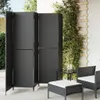 CLORIS Paravent 5-tlg. Schwarz Poly Rattan, 17,5 kg Produktbild-Vorschau 1