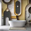 Vlies Fototapete - Gold-marble Geometric Pattern 450x315 cm Produktbild-Vorschau 2