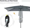 Outsunny Parasol de jardin Parasol droit inclinable Voir les images du produit 4