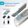 Marketing image showing a phone case with MagSafe and ClickLock features, along with various compatible accessories. Produktbild-Vorschau