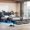 Łóżko podwójne 140x200 cm, metalowe, z oświetleniem LED i Podgląd zdjęcia produktu 2