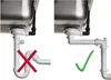 Two images showing correct and incorrect plumbing configurations for a sink. Produktbild-Vorschau