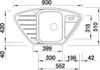 A technical drawing of a sink with dimensions indicated. Náhled obrázku produktu