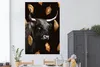 MuchoWow® Poster Schottisches Hochlandrind - Gold - Blätter Produktbild-Vorschau 2