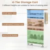 A 4-tier storage cart with different shelf heights labeled for various items. Podgląd zdjęcia produktu