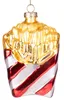 A glass ornament shaped like a carton of french fries. Voir les images du produit