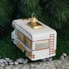 Christbaumschmuck Glas Wohnwagen 11cm weiß / gold Produktbild-Vorschau 8