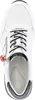 A top-down view of a white sneaker with black laces and a red zipper pull. Produktbild-Vorschau