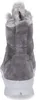 The back view of a gray suede boot with faux fur trim and a white sole. Produktbild-Vorschau