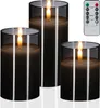 Relaxdays LED Kerzen im Glas, 3er Set, Fernbedienung, Timer Produktbild-Vorschau 1