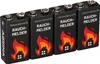 Four 9V alkaline batteries for smoke detectors are lined up against a white background. Produktbild-Vorschau