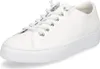 A white leather sneaker is shown from a side angle against a white background. Voir les images du produit