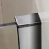 A close-up shot of a chrome-plated corner of a shower enclosure, attached to a wall. Produktbild-Vorschau