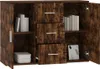 A wooden sideboard with two doors and three drawers, displaying books and decorative items. Voir les images du produit