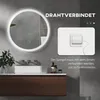 A modern bathroom vanity with a sink and a lit mirror above it. A light switch is shown on a separate panel. Produktbild-Vorschau