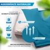 A close-up marketing image showing details of a sleeping bag's material and features, with text overlays highlighting its benefits. Produktbild-Vorschau