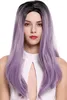 WIG ME UP Perücke Lang Mittelscheitel Ombre Schwarz Violett Produktbild-Vorschau 1
