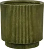 A green, ribbed planter pot with a tiered base, shown against a white background. Podgląd zdjęcia produktu