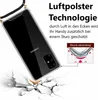 A clear phone case is shown falling onto a cracked surface, illustrating its shock-absorbing technology. Text describes the 'Air Cushion Technology' and 'Shock absorbing' feature. Anteprima dell’immagine prodotto
