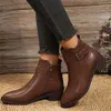 ASKSA Damen Kurz Stiefel mit Absatz Blockabsatz Schnalle Produktbild-Vorschau 3