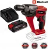 A collage showing a cordless hammer drill, a battery, and a charger, along with marketing badges. Produktbild-Vorschau